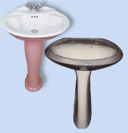 Two-tone and shaded bathroom items