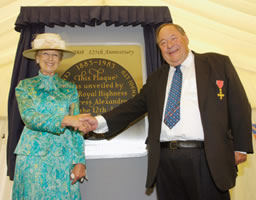 HRH Princess Alexandra shaking the hand of Company Chairman David Winn OBE, after she had unveiled the specially commissioned commemorative plaque