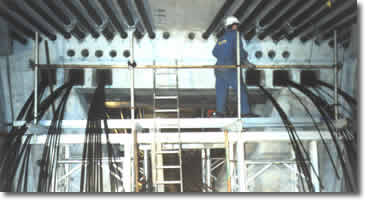 Denso Void Filler being pumped into cable ducts - Second Severn Crossing, UK