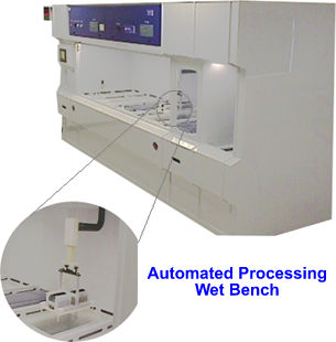 Automated processing wet benchs are designed for Class 1/10 environments, incorporating state of the art design features