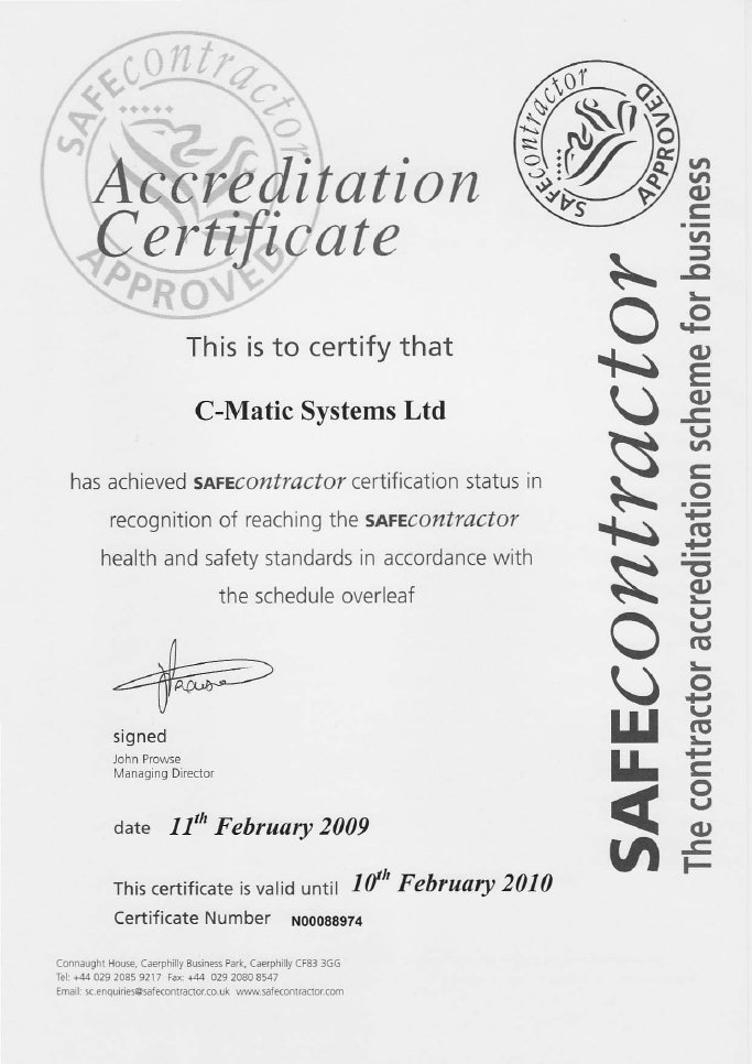 Safe Contractor Certificate Page1