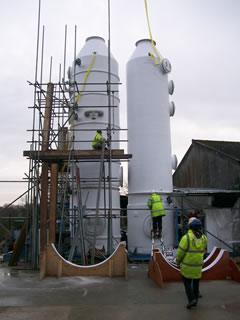 Scrubber and cooling towers under construction