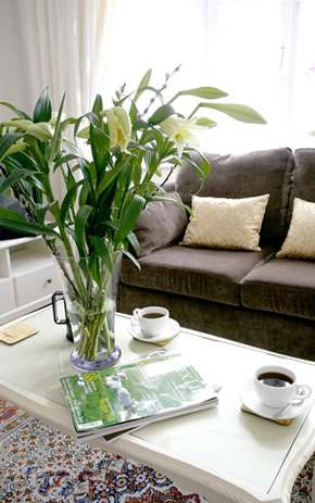 flowers on coffee table