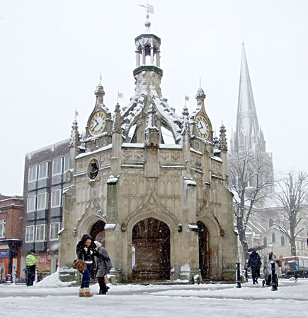 The Cross, Chichester, in the snow.